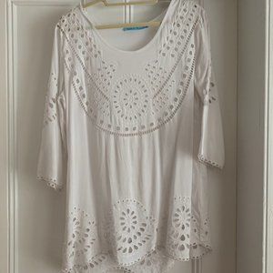 Solitaire Swim White Beach Coverup Size Medium